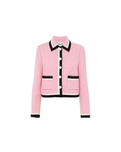 Miu Miu Single-breasted Tweed Jacket - Pink