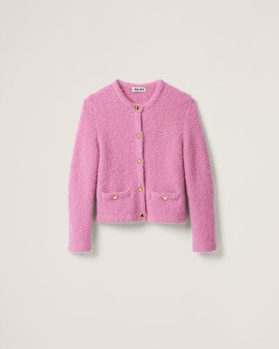 Miu Miu Cashmere And Silk Knit Cardigan - Pink
