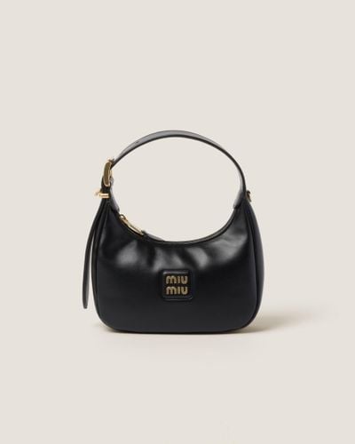 Miu Miu Leather Hobo Bag - Black