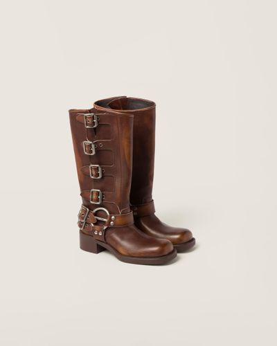 Miu Miu Leather Boots - Brown