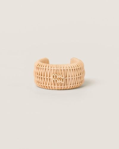 Miu Miu Woven Fabric Bracelet - Natural