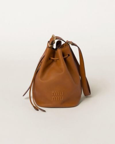 Miu Miu Leather Bucket Bag - Brown