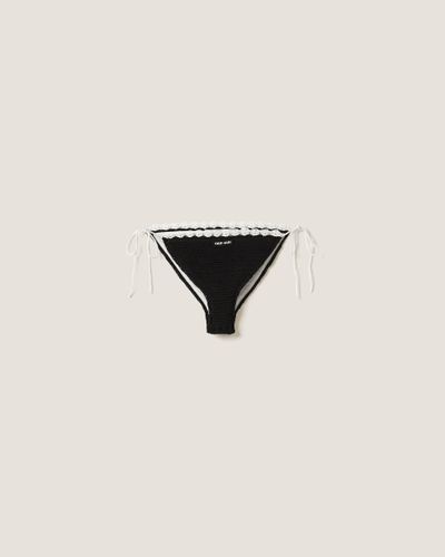Miu Miu Cotton Bikini Panties With Logo - Black