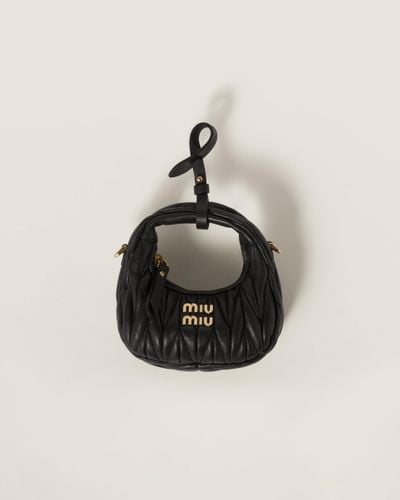 Miu Miu Wander Matelassé Nappa Leather Micro Hobo Bag - Black