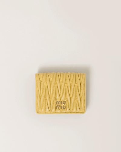Miu Miu Small Matelassé Nappa Leather Wallet - Yellow