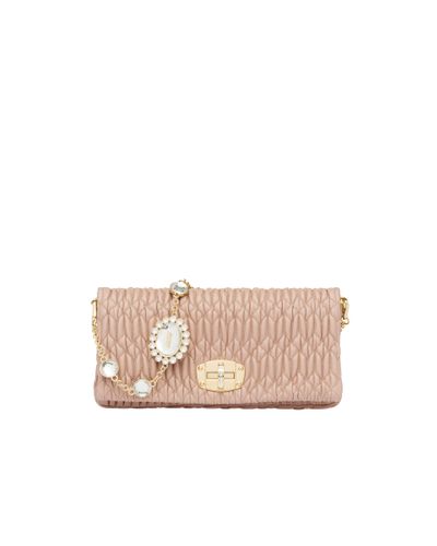 Miu Miu Miu Miu Iconic Crystal Cloqué Nappa Leather Bag - Pink