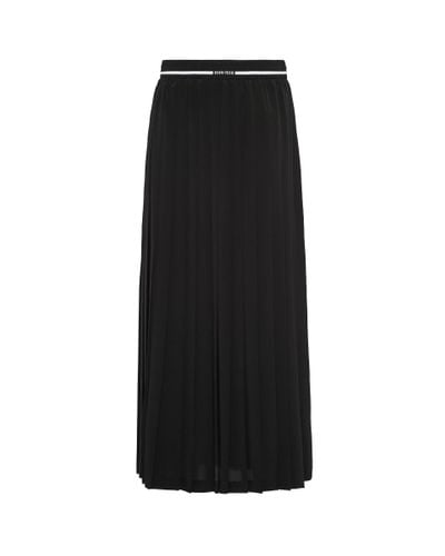 Miu Miu Crepe De Chine Pleated Midi Skirt - Black