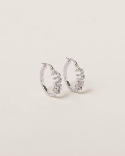 Miu Miu Metal Earrings With Artificial Crystals - White