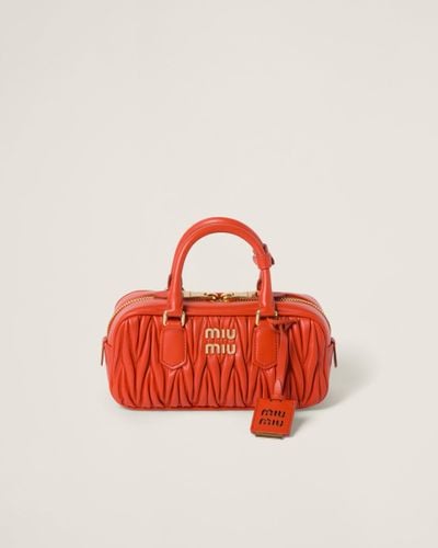 Miu Miu Arcadie Matelassé Nappa Leather Bag - Red