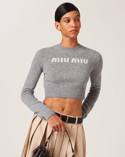 Miu Miu Wool And Cashmere Sweater - Gray