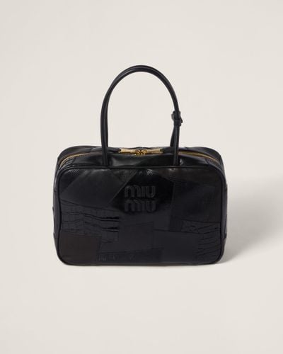 Miu Miu Leather Patchwork Top-Handle Bag - Black