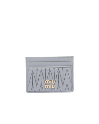 Miu Miu Matelassé Nappa Leather Card Holder - Grey