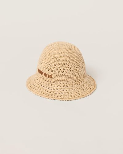 Miu Miu Woven Fabric Hat - Natural