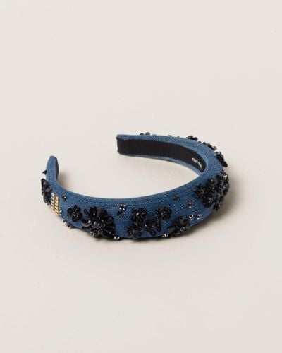 Miu Miu Denim Headband - Blue