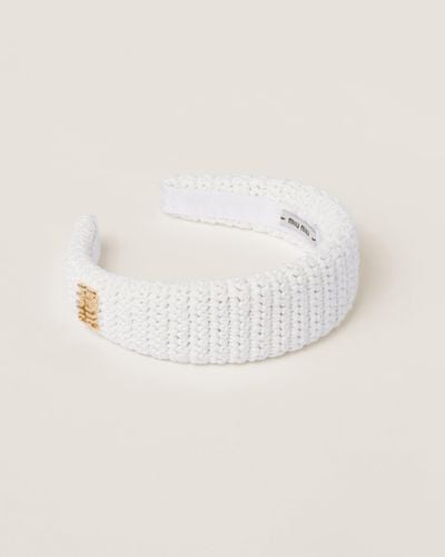 Miu Miu Woven Fabric Headband - White
