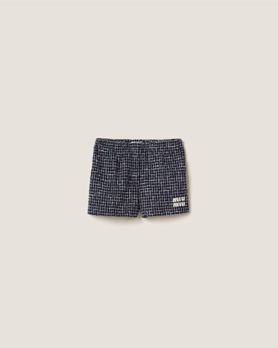 Miu Miu Checked Tweed Shorts - Blue