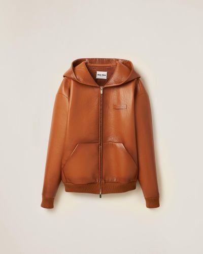 Miu Miu Nappa Leather Jacket - Brown