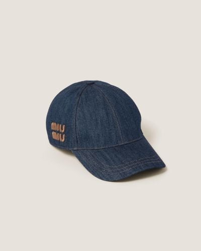 Miu Miu Logo-Embroidered Denim Baseball Cap - Blue