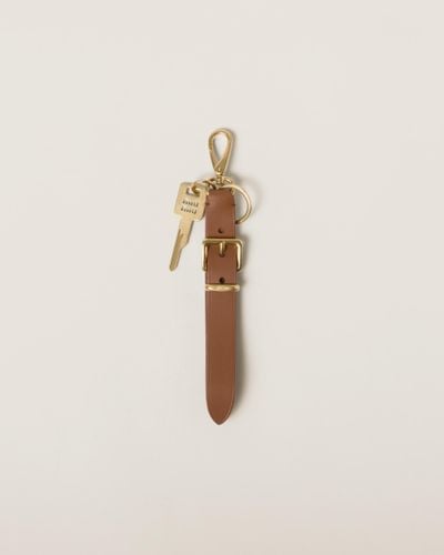 Miu Miu Leather Key Ring - Natural