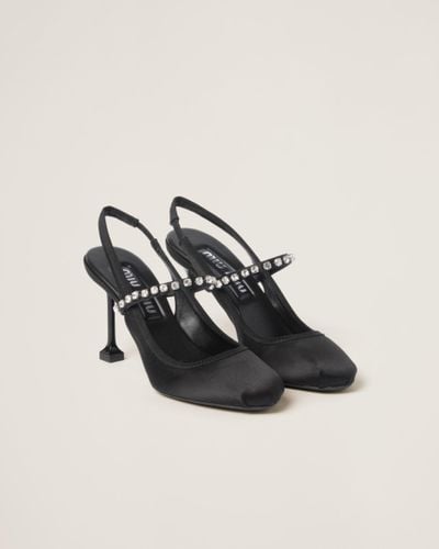 Miu Miu Satin Slingback Court Shoes - Black