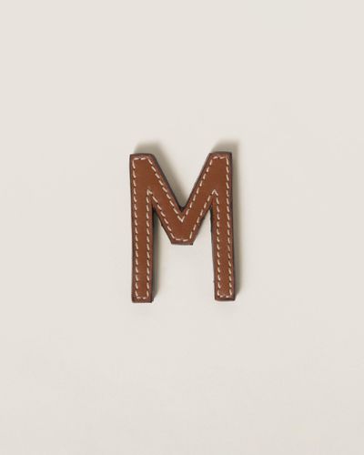 Miu Miu Leather And Metal Brooch - Multicolor