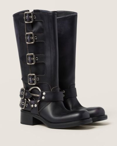 Miu Miu Leather Boots - Black