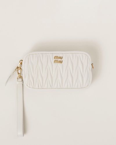 Miu Miu Matelassé Nappa Leather Pouch - White