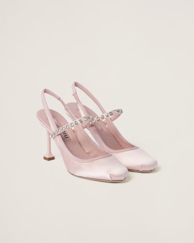 Miu Miu Satin Slingback Court Shoes - Pink