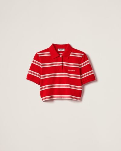 Miu Miu Cotton Piqué Polo Shirt - Red