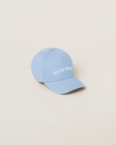 Miu Miu Logo-embroidered Cotton Baseball Cap - Blue