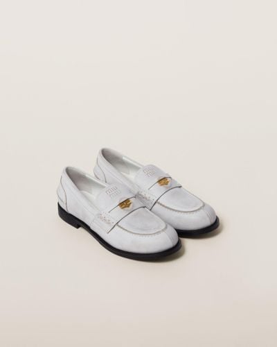 Miu Miu Vintage-effect Leather Loafers - Metallic