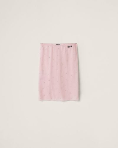 Miu Miu Embroidered Chiffon Skirt - Pink