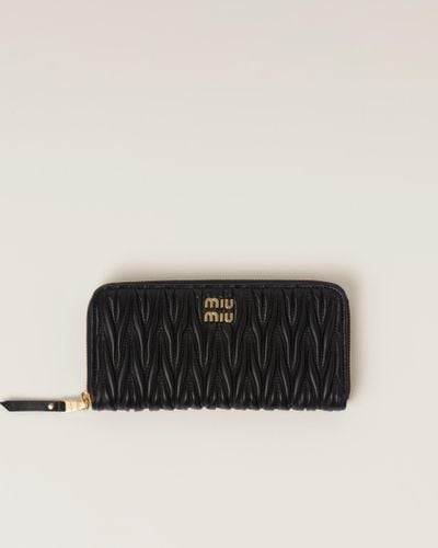 Miu Miu Large Matelassé Nappa Leather Wallet - Black