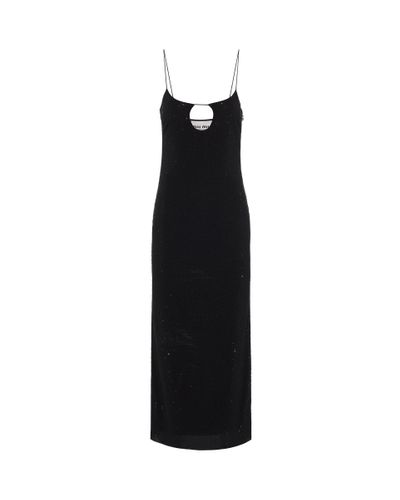 Miu Miu Embroidered Stretch Georgette Dress - Black