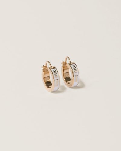 Miu Miu Enameled Metal Earrings - Metallic