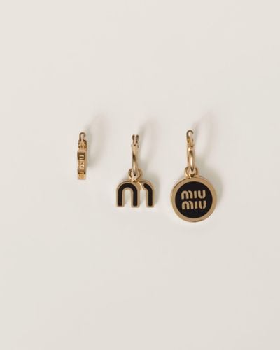 Miu Miu Set Of Enameled Metal Earrings - Natural