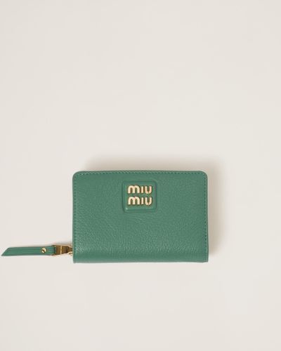 Miu Miu Small Madras Leather Wallet - Green