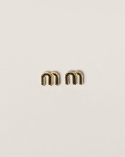 Miu Miu Enameled Metal Earrings - Black
