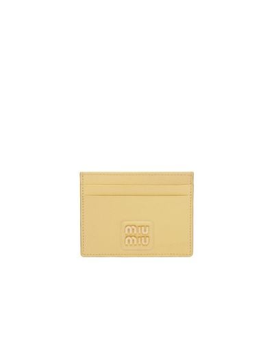 Miu Miu Madras Leather Card Holder - Yellow