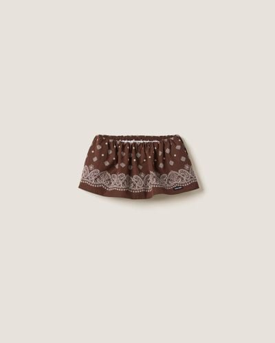 Miu Miu Printed Poplin Miniskirt - Brown