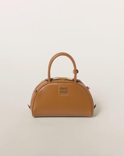 Miu Miu Leather Top-Handle Bag - Brown