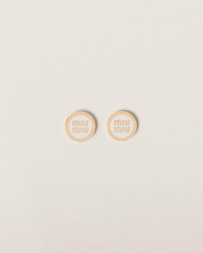 Miu Miu Enamelled Metal Earrings - Natural
