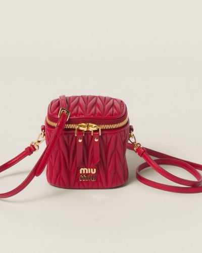 Miu Miu Matelassé Nappa Leather Micro Bag - Red