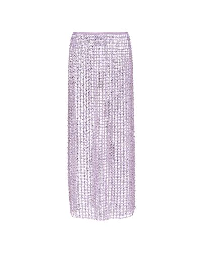 Miu Miu Long Embroidered Crochet Skirt - Purple