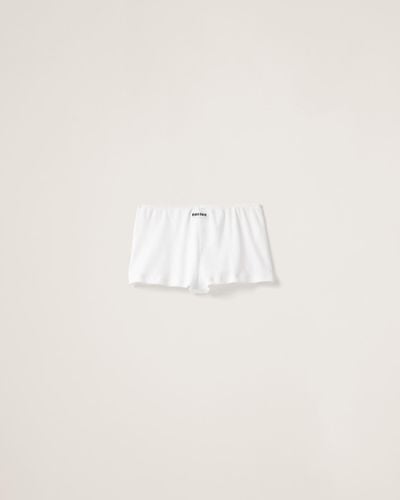 Miu Miu Ribbed Knit Boxer Shorts - White