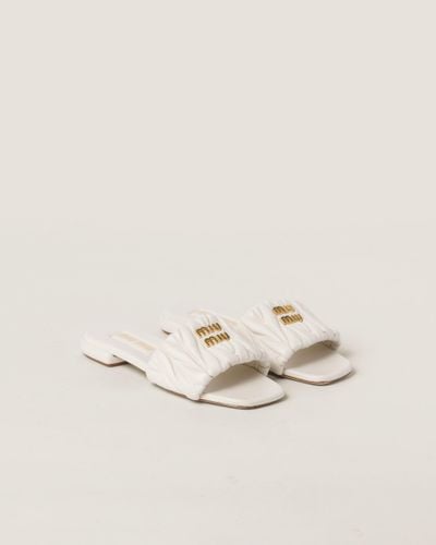 Miu Miu Matelassé Nappa Leather Slides - White