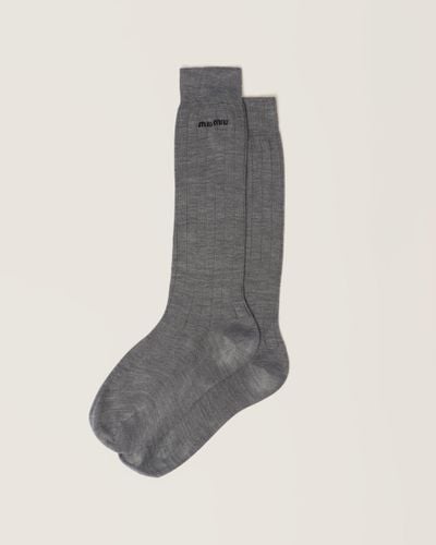 Miu Miu Silk Socks - Gray
