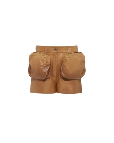 Miu Miu Nappa Leather Shorts - Brown