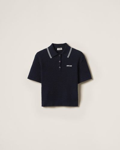 Miu Miu Cotton Crocheted Polo Shirt - Blue