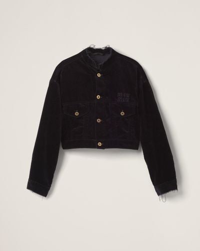 Miu Miu Washed Velvet Blouson Jacket - Black